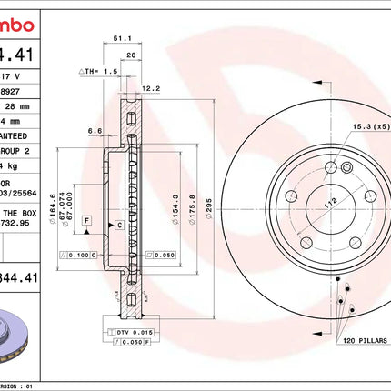 Brembo 09B34441 Front Brake Disc - official Brembo product image