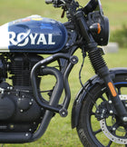 Moto Torque Bull Crash Guard installed on Royal Enfield Hunter 350 side view
