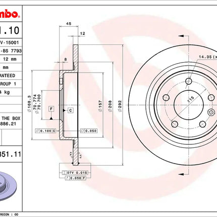 Brembo 08B35111 Rear Brake Disc - official Brembo product image