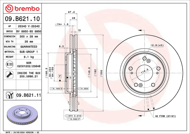 Brembo 09B62110 Front Brake Disc - official Brembo product image