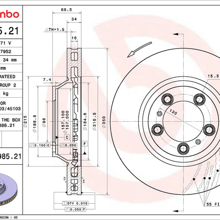Brembo 09C98521/09C98621 Front Brake Disc - official Brembo product image