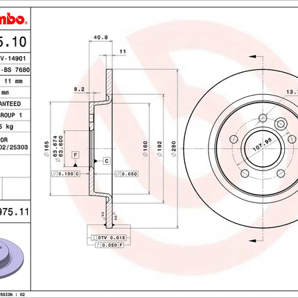 Brembo 08997511 Rear Brake Disc - official Brembo product image