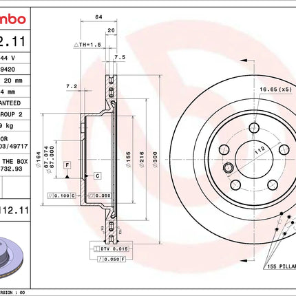 Brembo 09D11211 Rear Brake Disc - official Brembo product image
