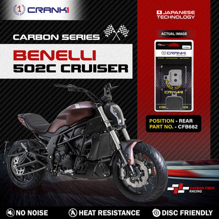 CRANK1 Brake Pads for Benelli 502C Cruiser — Ceramic & Sintered, Rear