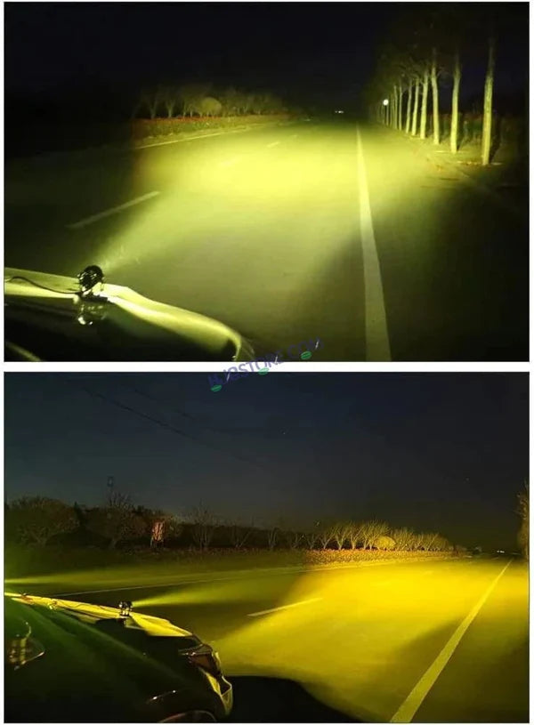 HJG Mini Drive LED Fog Light – 40W Dual Color (White & Yellow) – With Cooling Fan – Set of 2.