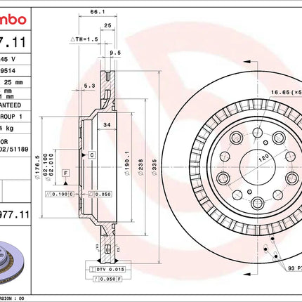 Brembo 09D97711 Rear Brake Disc - official Brembo product image