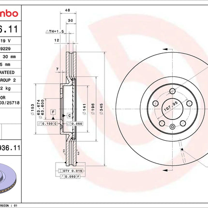 Brembo 09C93611 Front Brake Disc - official Brembo product image