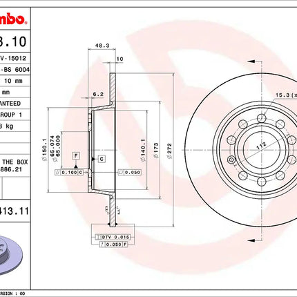 Brembo 08B41311 Rear Brake Disc - official Brembo product image