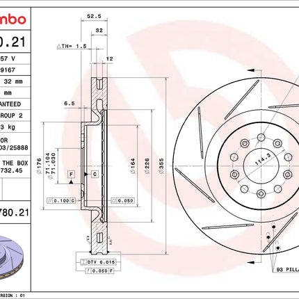 Brembo 09878021 Front Brake Disc - official Brembo product image