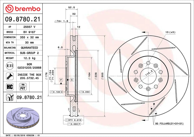 Brembo 09878021 Front Brake Disc - official Brembo product image