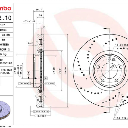 Brembo 09D76210 Front Brake Disc - official Brembo product image