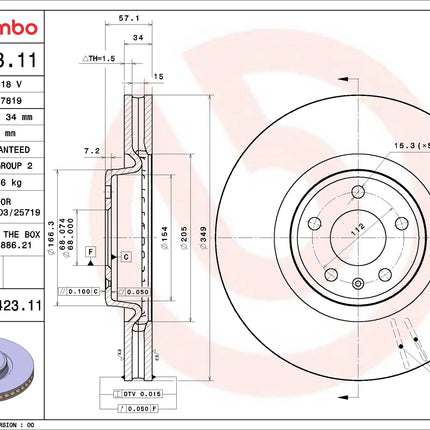 Brembo 09D42311 Front Brake Disc - official Brembo product image