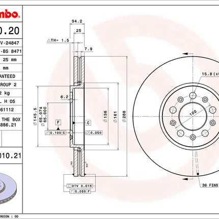 Brembo 09701021 Front Brake Disc - official Brembo product image