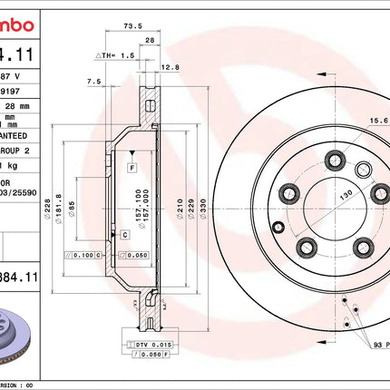 Brembo 09C88411 Rear Brake Disc - official Brembo product image
