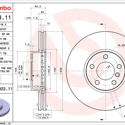 Brembo 09992311 Front Brake Disc - official Brembo product image