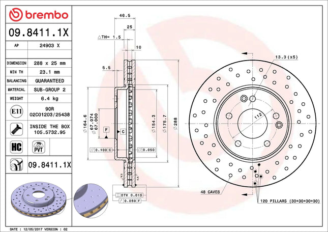 Brembo 0984111X Front Brake Disc - official Brembo product image