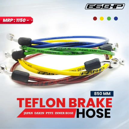 66BHP Teflon braided motorcycle brake hose with chrome polished banjo fittings