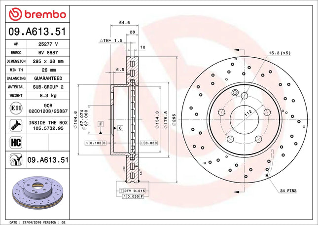 Brembo 09A61351 Front Brake Disc - official Brembo product image