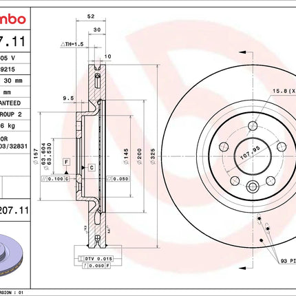 Brembo 09C20711 Front Brake Disc - official Brembo product image