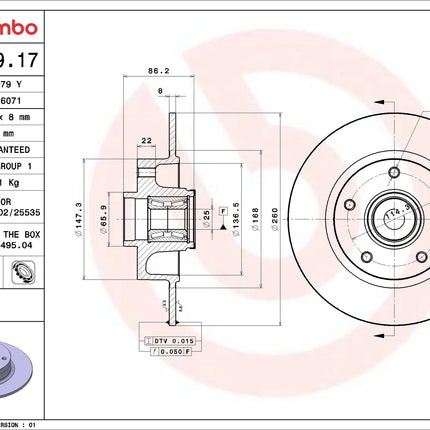 Brembo 08B36917 Rear Brake Disc - official Brembo product image