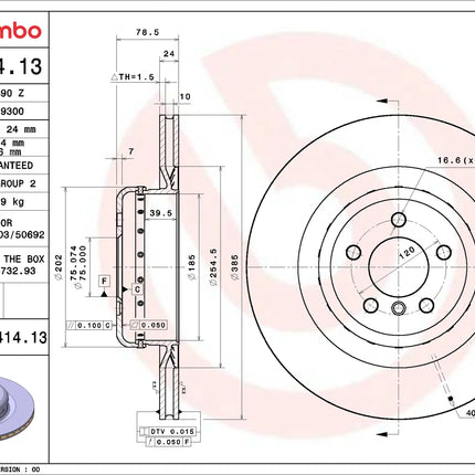Brembo 09C41413 Rear Brake Disc - official Brembo product image