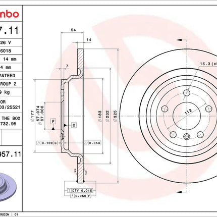 Brembo 08A95711 Rear Brake Disc - official Brembo product image