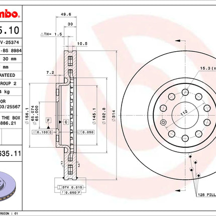 Brembo 09B63511 Front Brake Disc - official Brembo product image