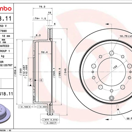 Brembo 09D61811 Rear Brake Disc - official Brembo product image