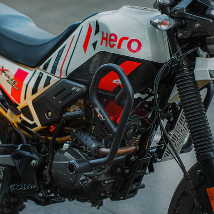 LCB Defender Crash Guard Black for Hero XPulse 200 4V Pro – Mild Steel Engine & Frame Protector