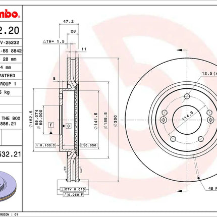 Brembo 09A53221 Front Brake Disc - official Brembo product image