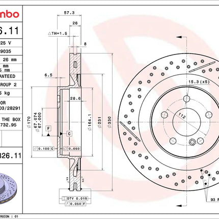 Brembo 09A32611 Rear Brake Disc - official Brembo product image