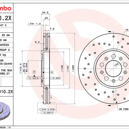 Brembo 0970102X Front Brake Disc - official Brembo product image