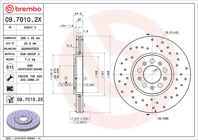 Brembo 0970102X Front Brake Disc - official Brembo product image