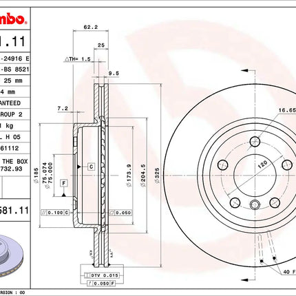 Brembo 09958111 Front Brake Disc - official Brembo product image