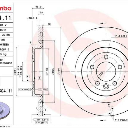 Brembo 09B50411 Rear Brake Disc - official Brembo product image