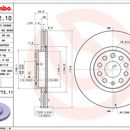 Brembo 09977211 Front Brake Disc - official Brembo product image
