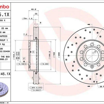 Brembo 0991451X Front Brake Disc - official Brembo product image