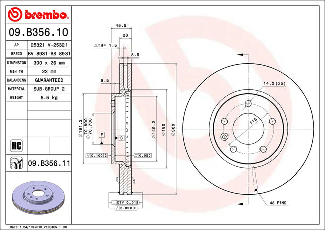 Brembo 09B35611 Front Brake Disc - official Brembo product image
