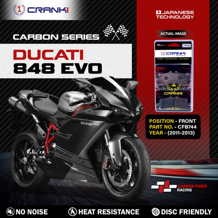 CRANK1 Brake Pads for Ducati 848 EVO — Sintered, Front & Rear