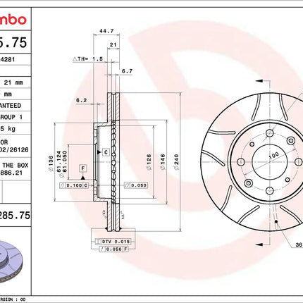 Brembo 09528575 Front Brake Disc - official Brembo product image