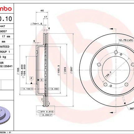 Brembo 09C22010 Front Brake Disc - official Brembo product image