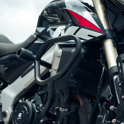 Legundary Bajaj Pulsar NS400Z Pegasus Crash Guard with Slider – Mild Steel, Black Powder Coated.