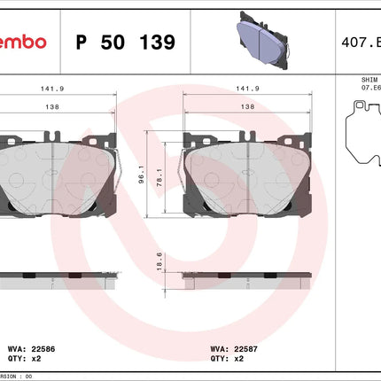 Brembo P50139 Front Brake Pad Set - official Brembo product image