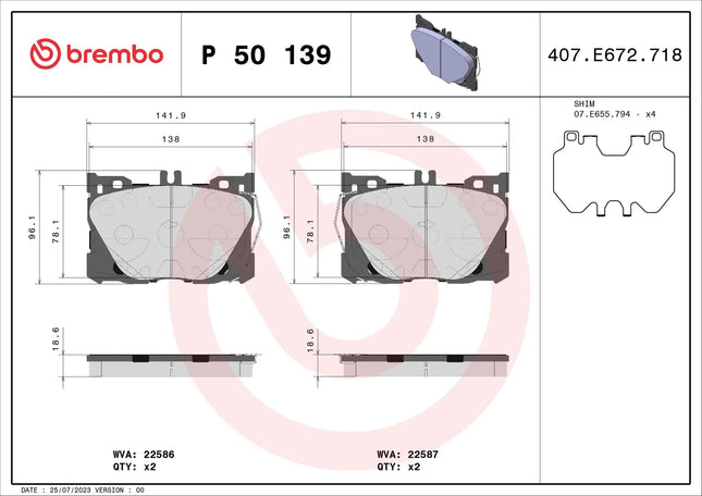 Brembo P50139 Front Brake Pad Set - official Brembo product image