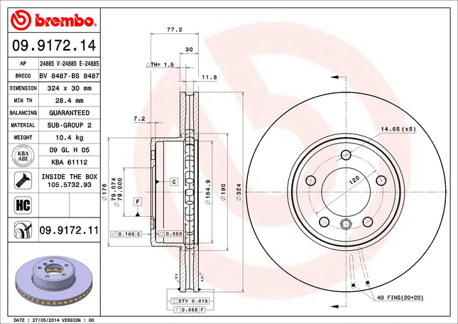 Brembo 09917211 Front Brake Disc - official Brembo product image