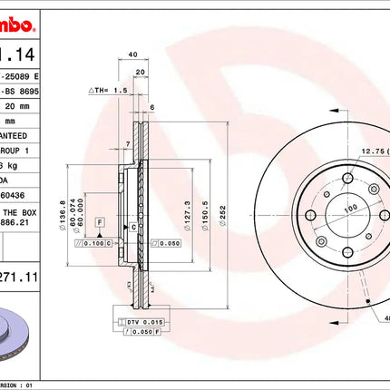 Brembo 09A27111 Front Brake Disc - official Brembo product image