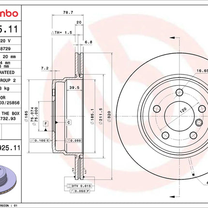 Brembo 09992511 Rear Brake Disc - official Brembo product image