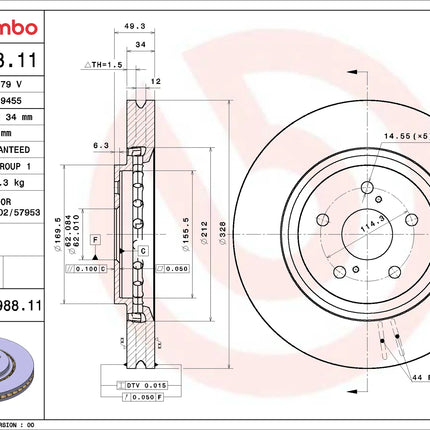 Brembo 09D98811 Front Brake Disc - official Brembo product image
