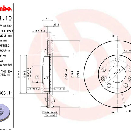 Brembo 09B46311 Front Brake Disc - official Brembo product image