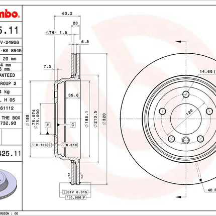 Brembo 09942511 Rear Brake Disc - official Brembo product image